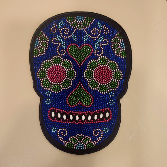NWOT Sugar Skull Rhinestone Patch - Picture 1 of 6